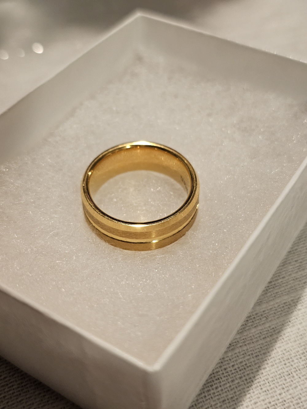 Men's Gold-Tone Band Ring - Tungsten (Size 9)